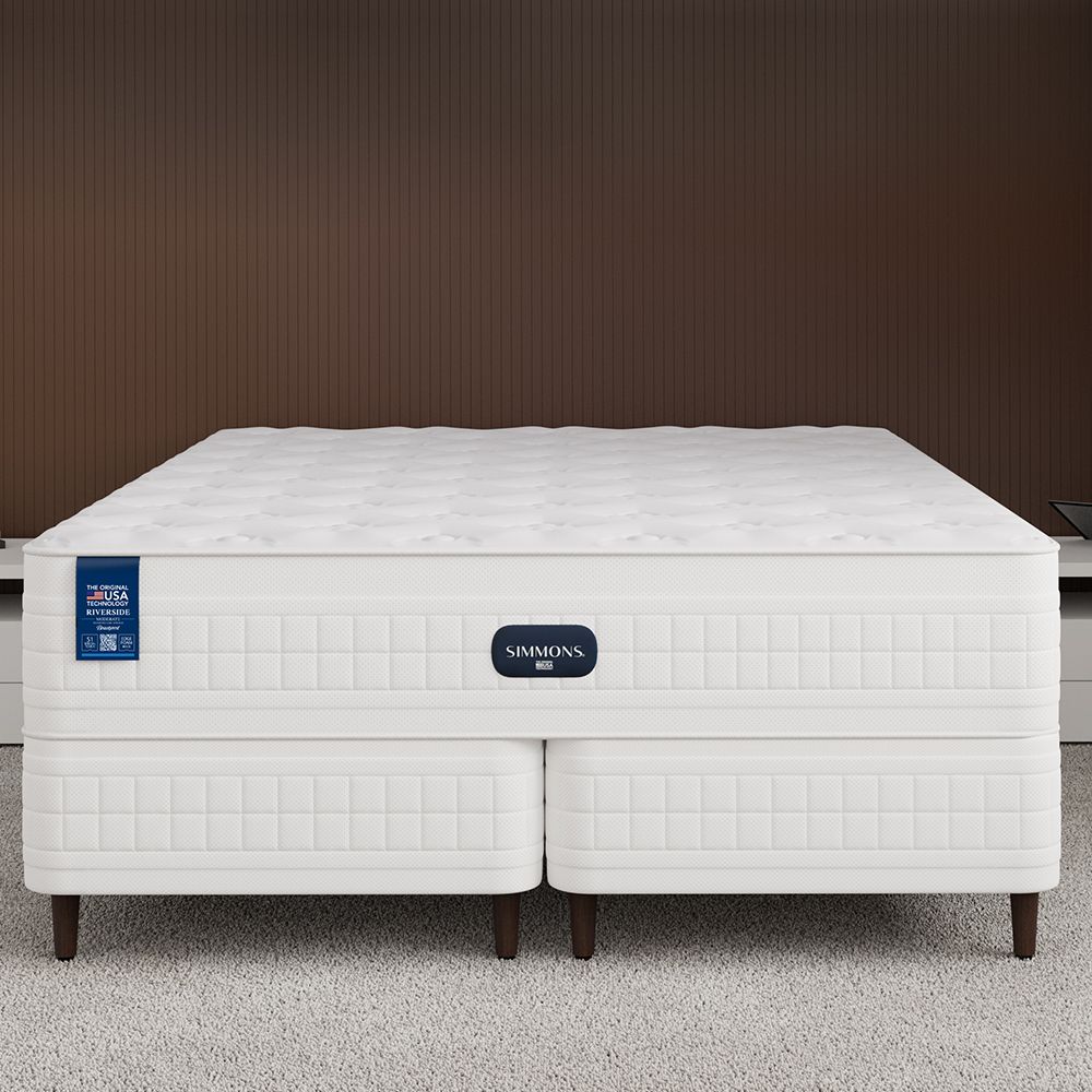 Cama Box + Colchão Simmons Riverside Moderate